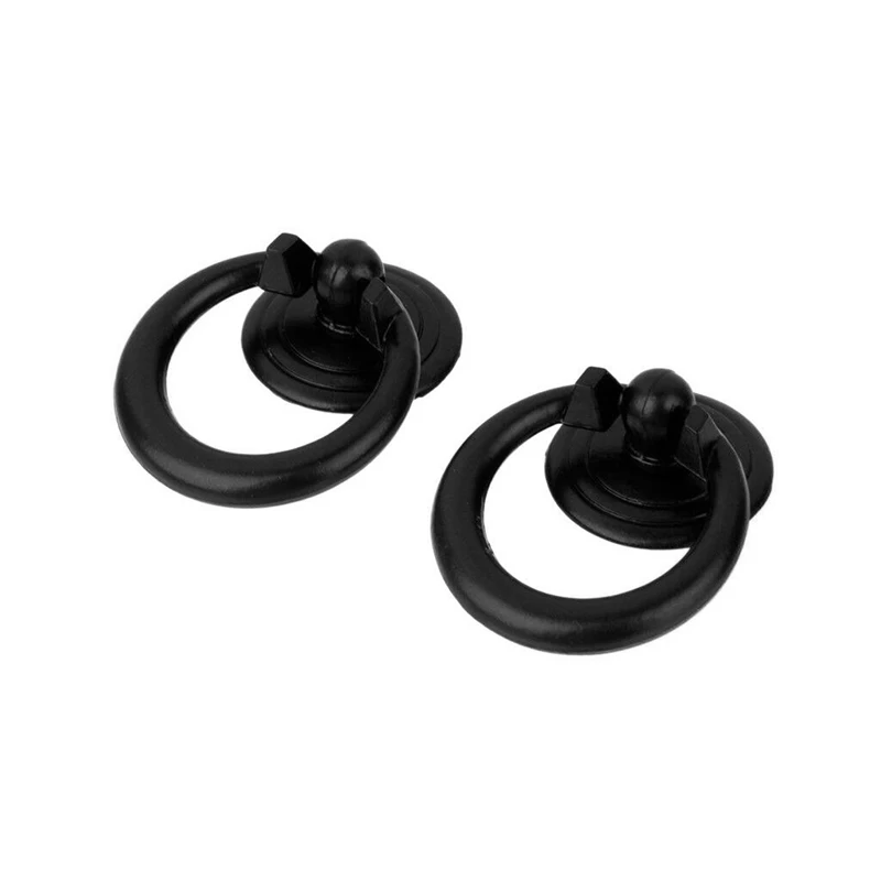 

Drawer Knob Pull Ring W/ Mounting Screws Handle Kitchen Cabinet Black Zinc Alloy
