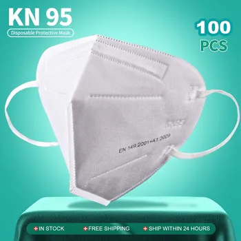

100 pcs KN95 Face Masks Filtering Facial Face Masks Dustproof Safety Non-woven Earloop Non-Disposable KN95 Cover Mouth Dust Mask