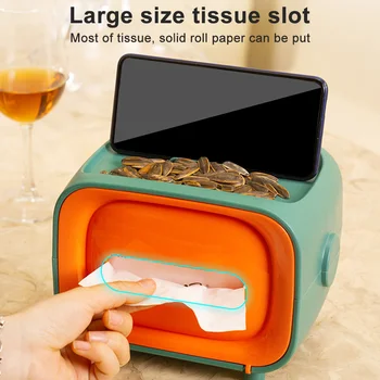 

Multifunctional Tissue Box Retro TV Paper Storage Organizer Napkin Holder Desk Container Storage Platform Mobile Phone Holder