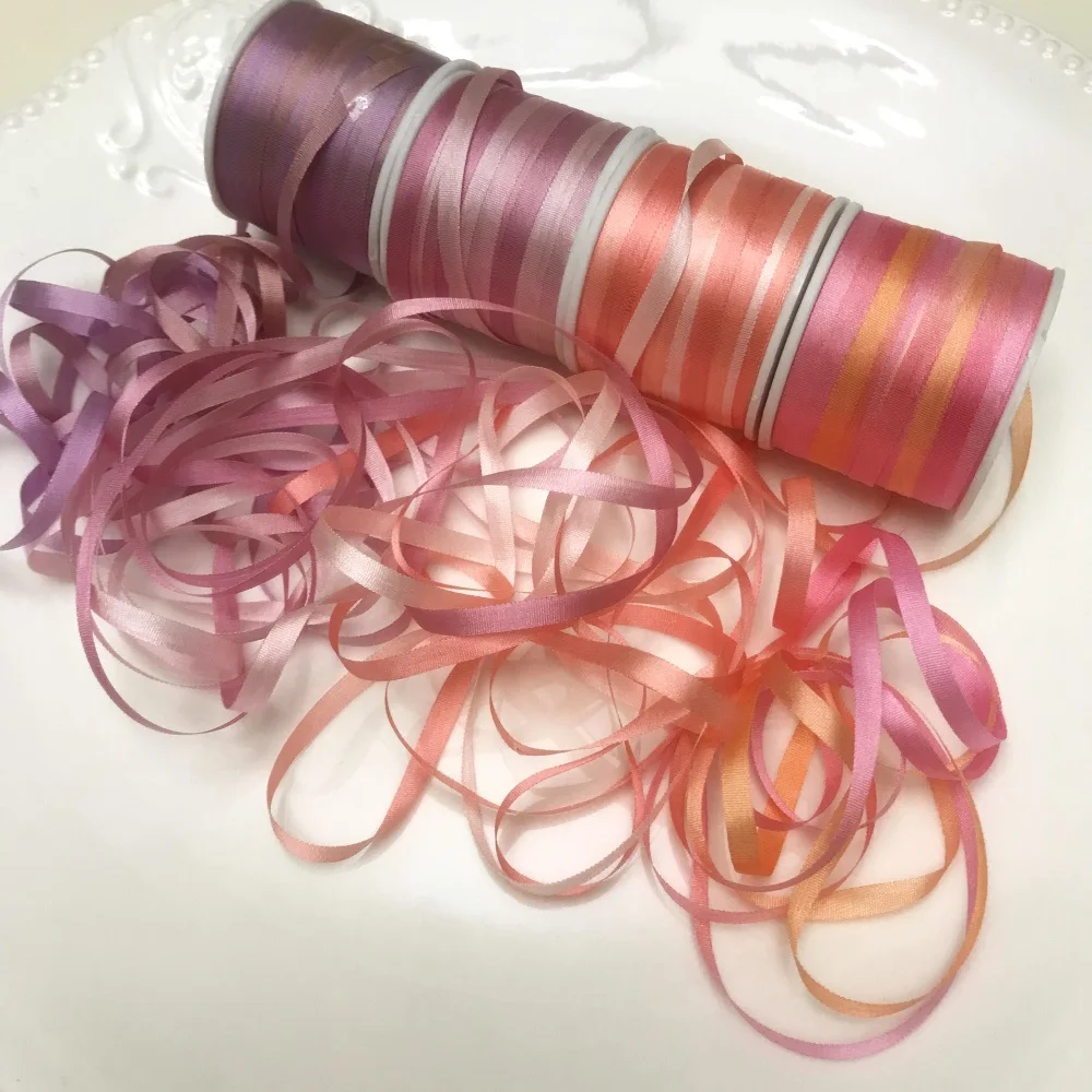 4ミリメートル、多彩な色100 リアルピュアシルク薄型タフタシルクリボン刺繍手芸プロジェクト、ギフト包装、高品質リボン AliExpress