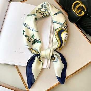 

luxury 70cm Square Silk Scarf Women Spring Autumn New Printed Neckerchief Summer Sunscreen Shawl scarves chiffon hijab poncho