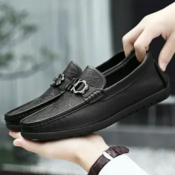 Men Casual Leather Shoes Business Casual Breathable Loafers Non-slip Driving Shoes Men leisure Loafers