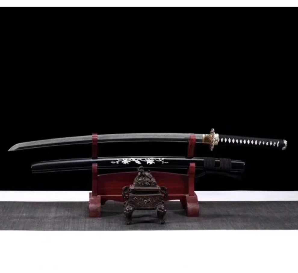 Высокое качество ручной работы T10 сталь под твердым, чтобы сгореть лезвие японская катана длинный Samara очень острый, с накладным монтажем меч нож