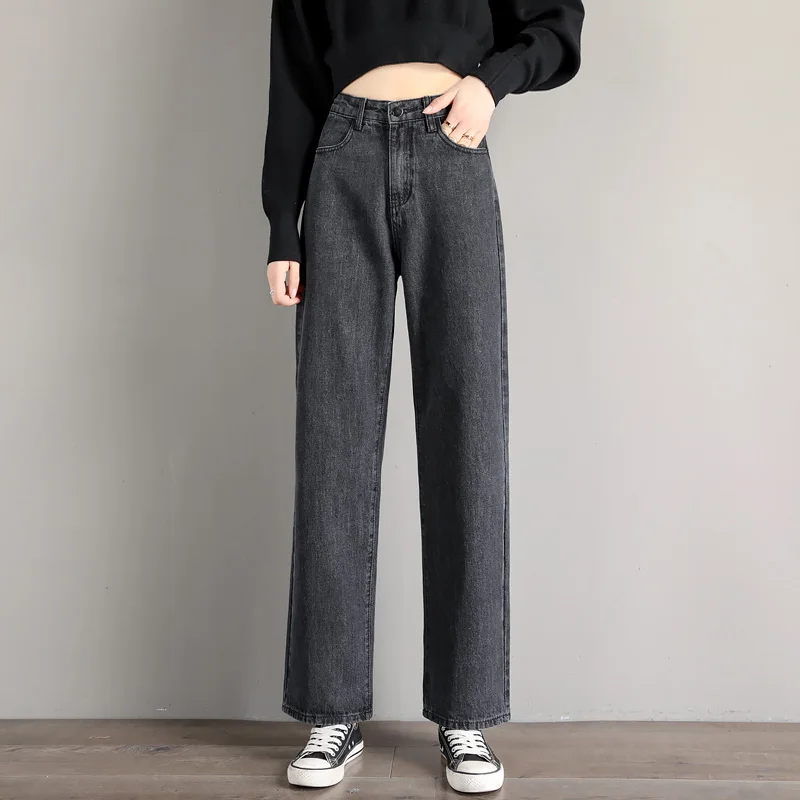 Zsrs женские джинсовые брюки свободные винтажные черные широкие джинсы для отдыха женские джинсы подходящие ко всему простые джинсы для мам XL - Цвет: Черный