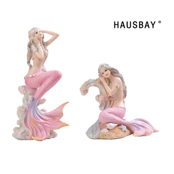 

Resin Mermaid Figurines European Princess Angel Statue Creative Crafts Gifts Desk Bookshelf Home Decoration Ornaments 05584
