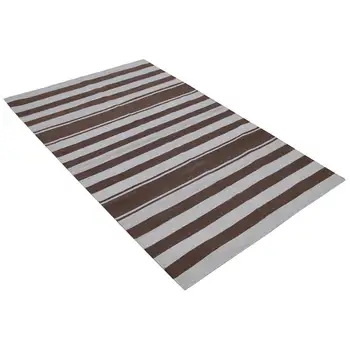 

107x171 Cm Brown Handmade Dhurrie Rug-3x6 Ft