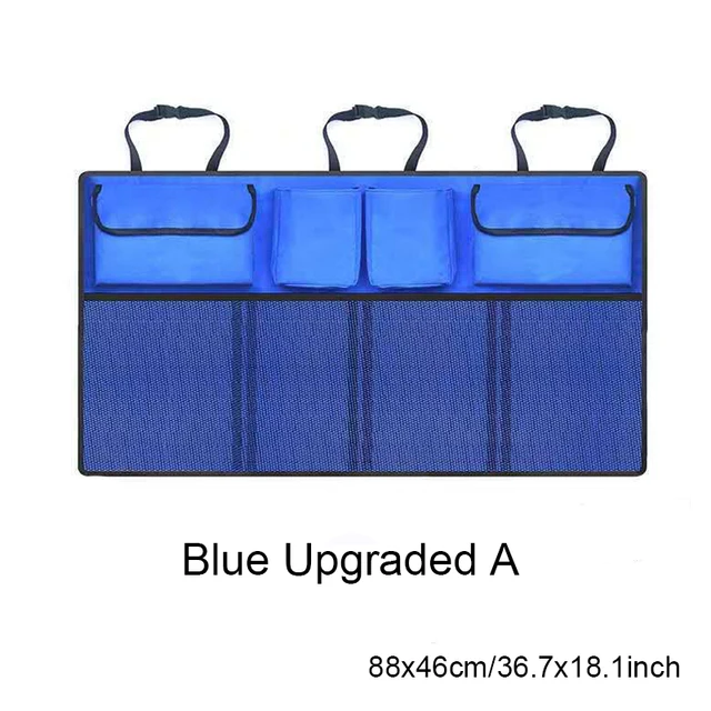 Auto Storage Organizer Car Trunk Bag Universal Large Capacity Backseat Storage Bag Trunk Cargo Mesh Holder Pocket Blue upgraded A