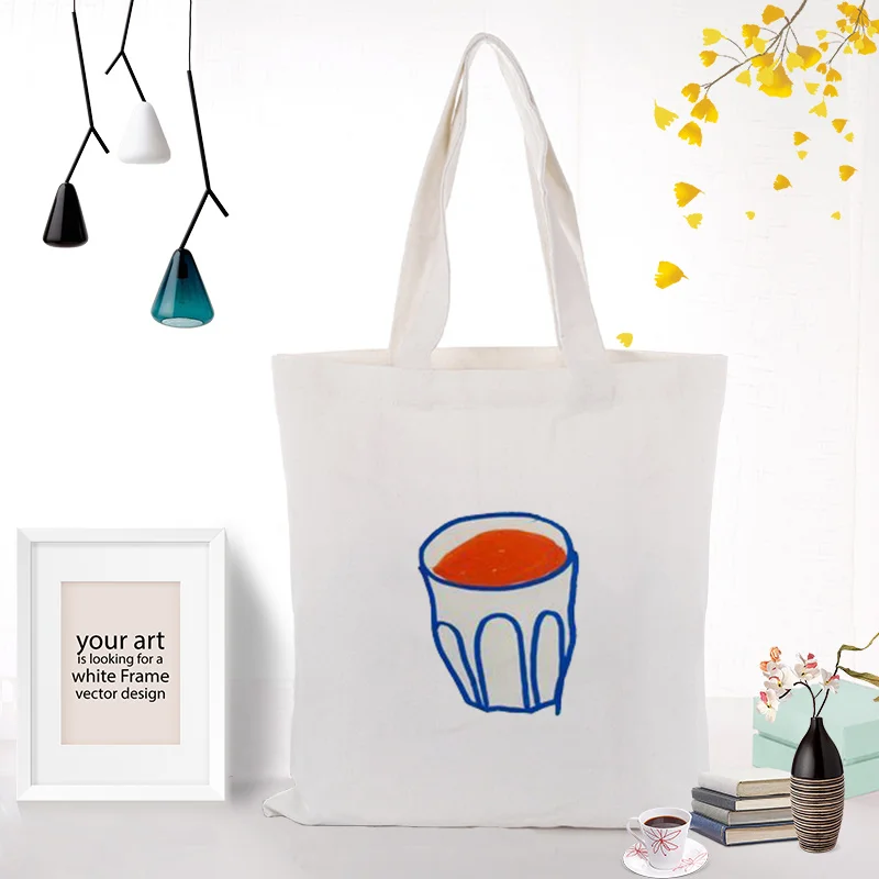 ILLUSTRATIOND136 Вместительная сумка для покупок сумка текст канва для DIY сумки из натуральной кожи на каждый день Применение иллюстрации изготовленным на заказ логосом печати эко многоразовая утилизация - Цвет: ILLUSTRATIOND136