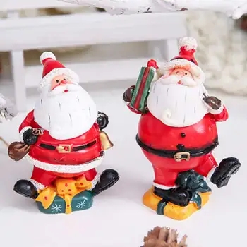 

4PCS Santa Resin Doll Decoration Set Christmas Desk Decoration Miniature Figurine Xmas Home Decoration Mini Accessories