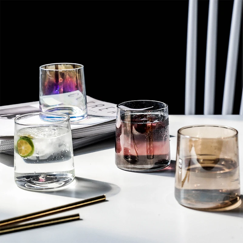 

Creative multi-colored wine glass Whiskey Glasses Cocktail Brandy Glass milk juice transparent water cups Home Kitchen Drinkware