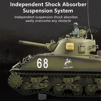 Simulation Smoke Sherman M4A1 Heavy Remote Control Tank 20Mins Launching Bullets 360° Driving Turret Rotation RC Military Tank 2