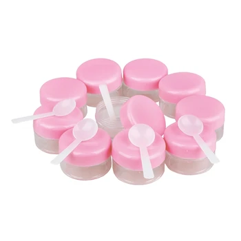 

10 pcs Pink Cover Plastic Empty Makeup Cosmetic Wineglass Pot Bottle Container