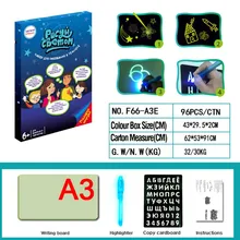 Writing DIY Funny Gift Durable Developing Toy Graffiti Luminous Fluorescent Drawing Board Magic Children With Pen Educational