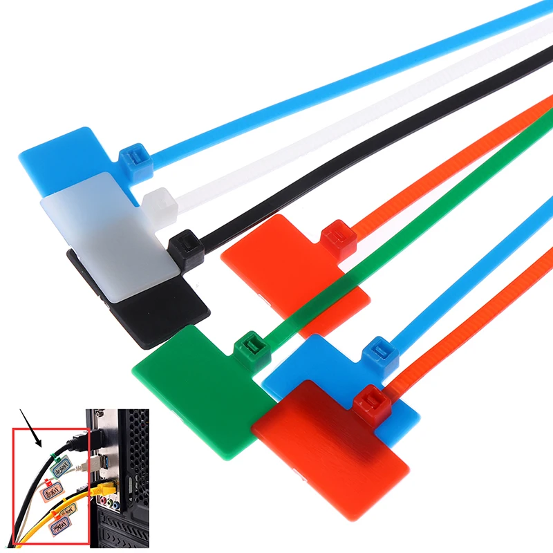 Hot New 100pcs Easy Mark 4*150mm Nylon Cable Ties Tag Labels Plastic Loop Ties Markers Cable Tag Self-locking Zip Ties Wholesale
