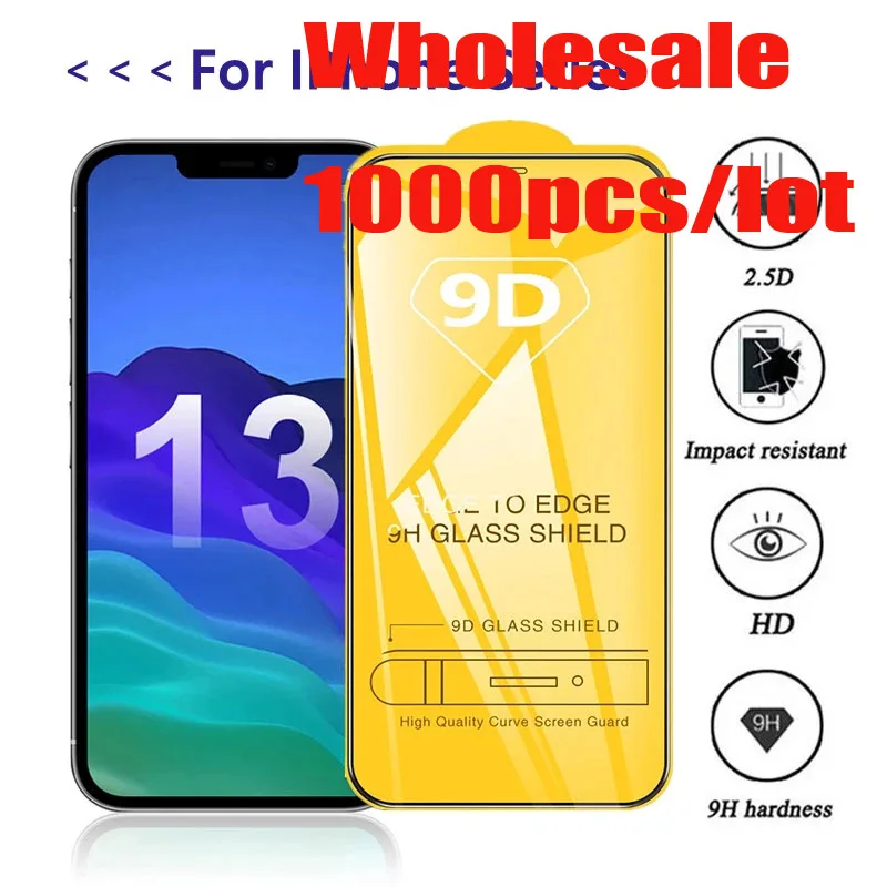 

1000pcs/lot 9D Full Cover Tempered Glass for IPhone 13 11 Pro Max 13mini 12 Glass for iphone 13pro 11 12 X XR XSmax Glass