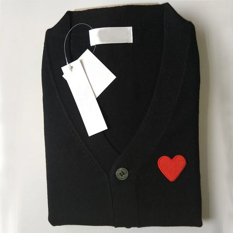 Мужской шерстяной свитер с длинными рукавами с сердечком, персиковый теплый мужской свитер-кардиган, вязаные Повседневные свитера с вышивкой для осени и зимы с глазами - Цвет: Black with red