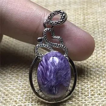 

Top Natural Charoite Pendant For Women Lady Man Purple Crystal 16x12mm Oval Beads Gemstone Silver Necklace Pendant Jewelry AAAAA