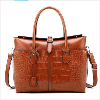 

Women Handbag Shoulder Bags 2019 New Fashion Large Capacity Magnetic Cover Briefcase Tote Bag PU Luxury Crocodile Crossbody Bag