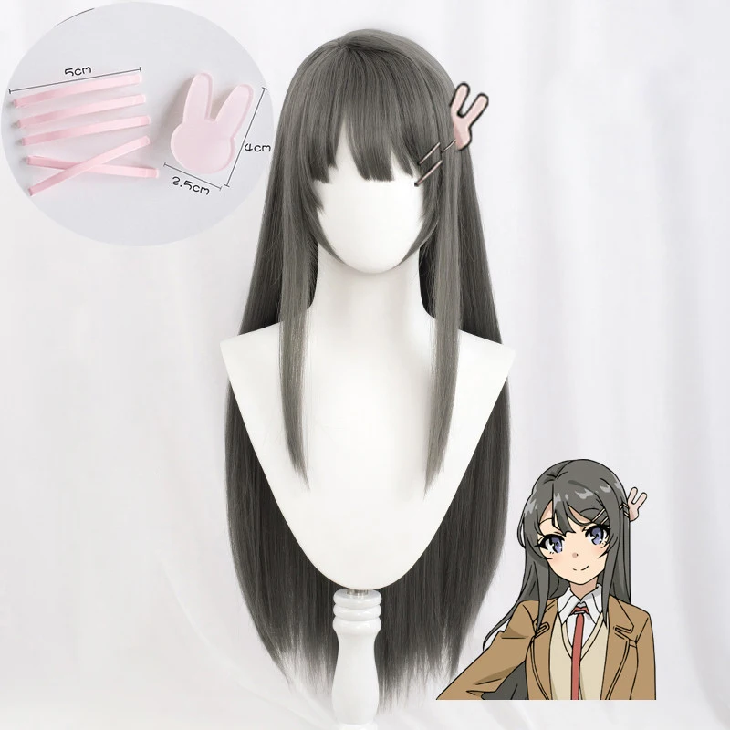 Seishun Buta Yarou wa Bunny Girl Senpai no Yume wo Minai Sakurajima Mai  Dark Gray Long Cosplay Wigs For Sale