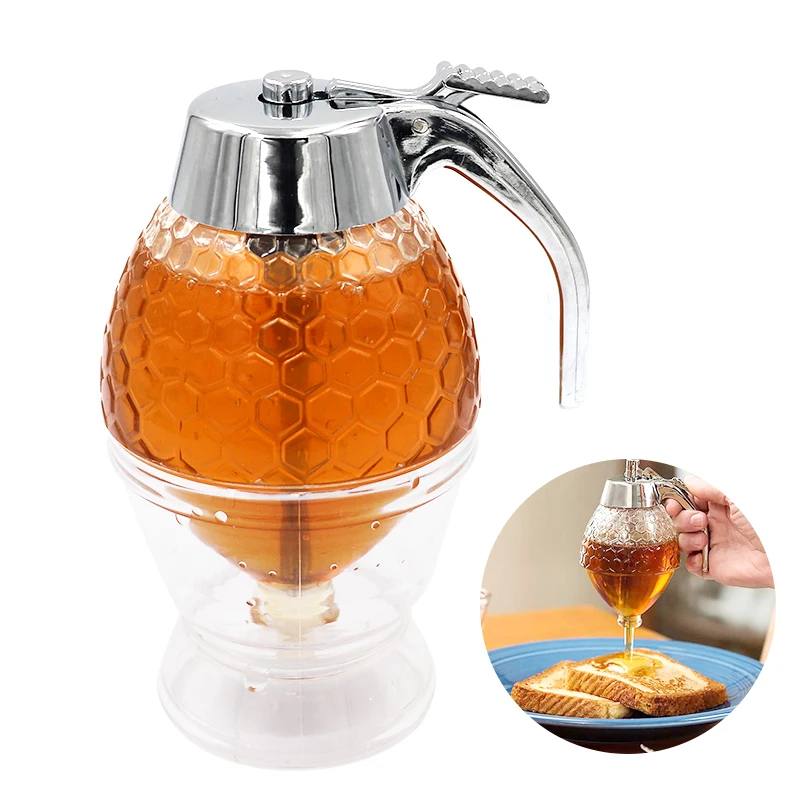 Honey dispenser acrilico sciroppo di succo Honey Bee gocciolamento bottiglia contenitore tazza di cottura strumento no Drip moderate Flow 200 ml 