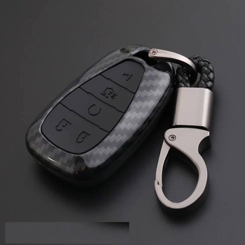 Чехол держатель для автомобильного ключа с принтом из углеродного волокна CHEVROLET