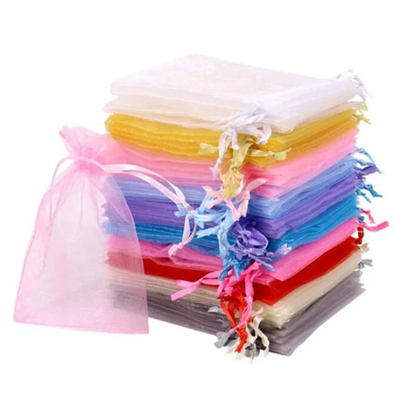 Tulle Bags Organza Sheer Gauze Jewelry Bags Packing Drawable Wedding Christmas Gift 50pcs organza jewelry bags