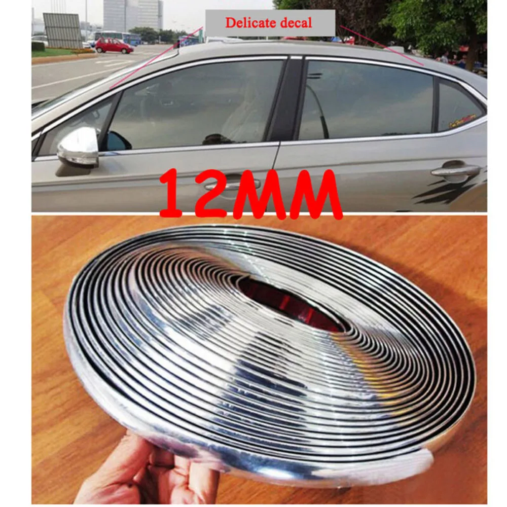 

Chrome Body Bumper Door Window Rearview Protector Moulding Strip Trim 12mm*15m