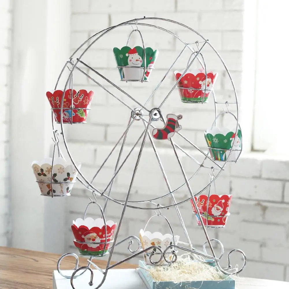 HOT SALES 8-Cup Capacity Metal Ferris Wheel Cupcake Holder Wedding Birthday Party Decor Cake Stand Display Rack Baking Tools DIY | Дом и сад