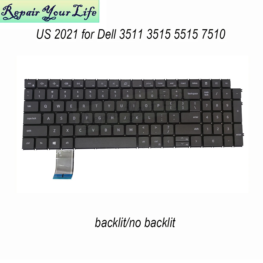 

US English Backlit keyboards for DELL Inspiron 5510 5515 7510 3511 3515 7610 00JGVH 055P41 09PPKF USA Laptop Keyboards New