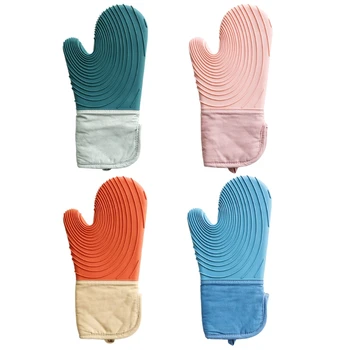 

1 Pair Silicone Microwave Gloves BBQ Oven Baking Heat Resistant Hot Pot Mitts 91AD