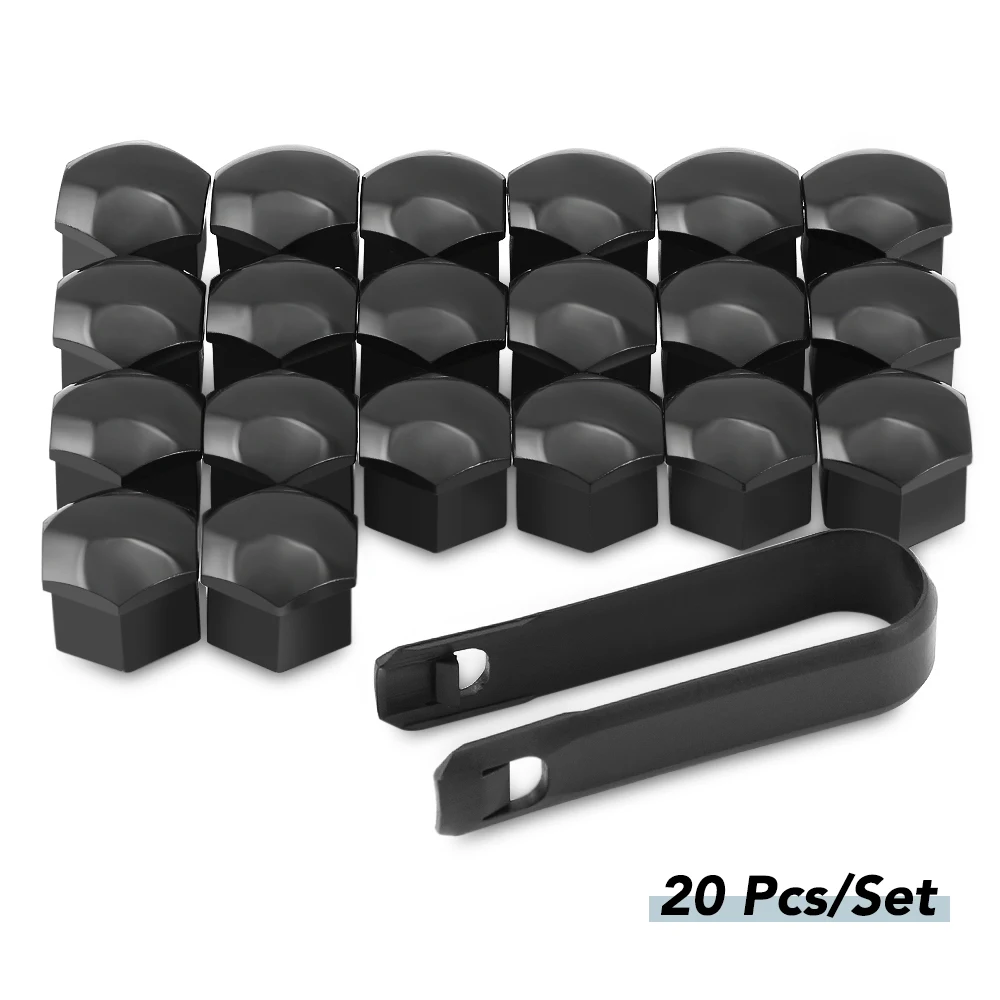 17mm Black Alloy Car Wheel Nut Bolt Covers Caps Set X20 For Citroen C4 Picasso