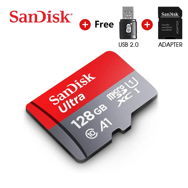 Двойной Флеш-накопитель SanDisk micro sd 128 Гб 64 ГБ 32 ГБ оперативной памяти, 16 Гб встроенной памяти, 98 МБ/с. TF usb флэш-карта памяти, мicro sd 8 ГБ/48 МБ/с. class10 продукт