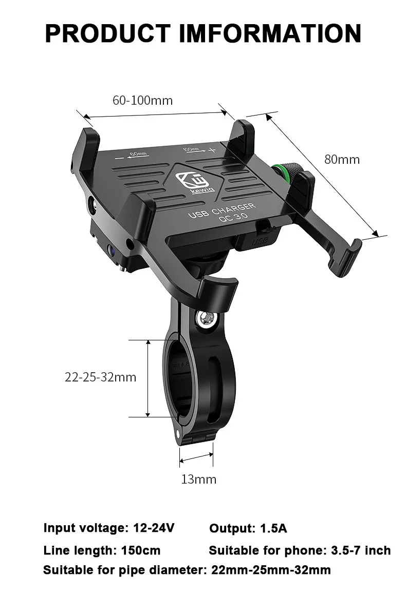 Универсальный алюминиевый держатель для телефона мотоцикла с USB QC3.0 зарядное устройство Moto велосипедный держатель для камеры для 4-6,2 дюймов мобильное крепление сотового телефона