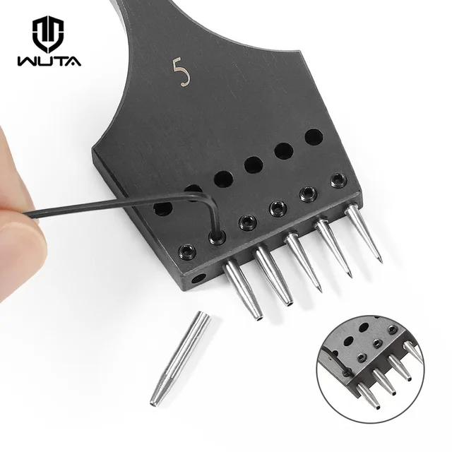 WUTA Sharp Head Replaceable Pricking Iron Removable Round Hole Punch Leather Craft Chisel DIY Leather Tools 1