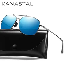 KANASTAL классические Поляризованные Солнцезащитные Для мужчин солнцезащитные очки для женщин, фирменный дизайн, сплав Frame Pilot, поляризационные солнцезащитные очки для вождения, мужские черные UV400
