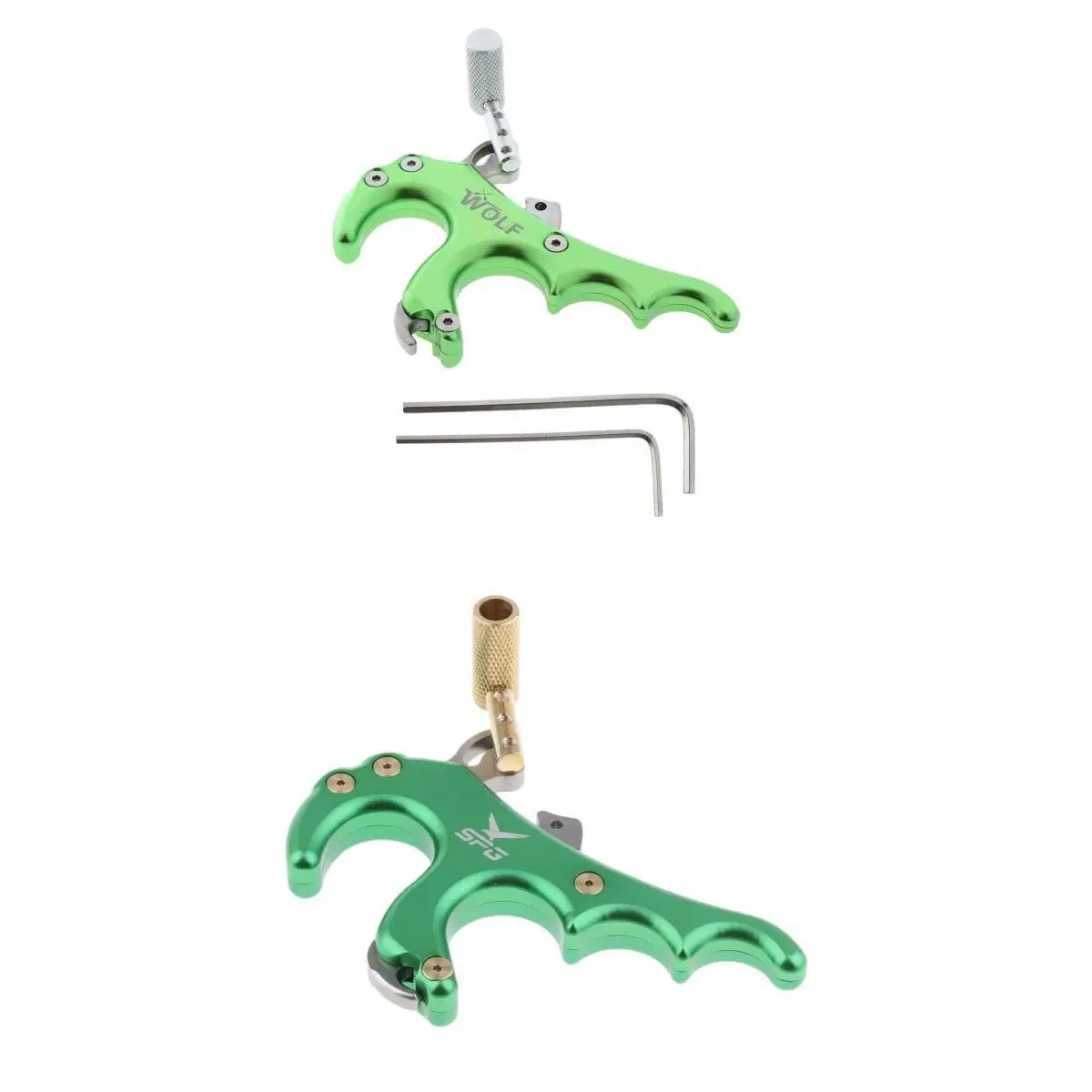 2pcs Compound Bow Archery Release Aid Trigger 4 Finger Grip Archery accessories for Target Hunting Practice Training Beginners