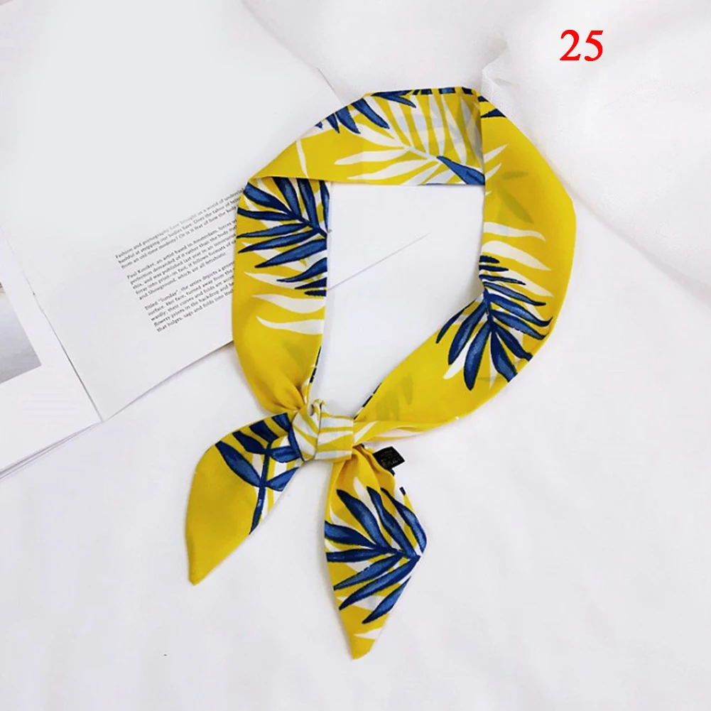 25 Small Scarf Soft Band Decorative Multifunctional Head Scarf Multicolor Stripe Print Kerchief Neck Women Lady Ribbon Scarf - Цвет: 25