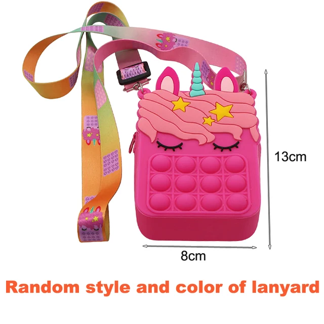 Fashion Poppet Push Bubbles Toy Rainbow Unicorn Kawaii Coin Purse Children Wallet Ladies Bag Silica Gel Simple Dimple Fidget Toy WJ49-4