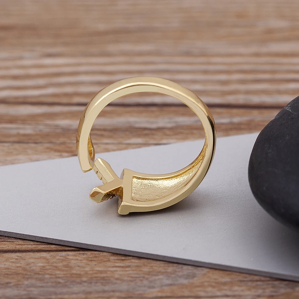 Crystal Rings Fashion Rings Gold Rings Finger Rings Metal Rings A-Z Letter Metal Adjustable Opening Ring Women