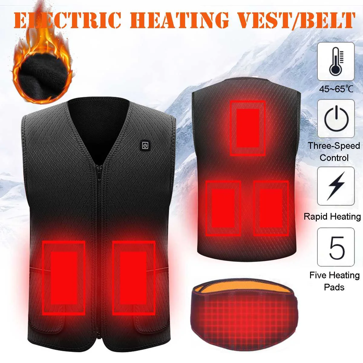 

USB Electric Heating Pad Vest 3 Gear Adjusted Temperature Thermal Vest Jacket Clothing Heated Pads Warmer