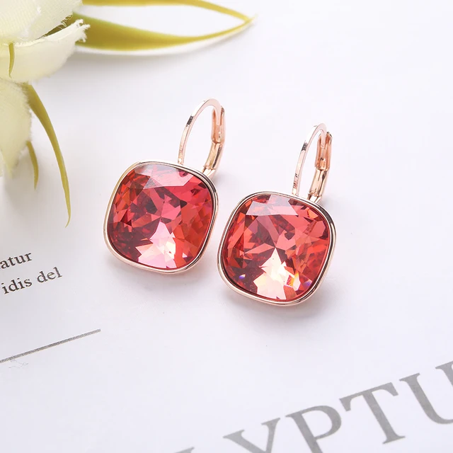 2021 New Design  Square Stones Earrings With French Hook Lever Back For Fashion Girls Wedding Gifts G542
