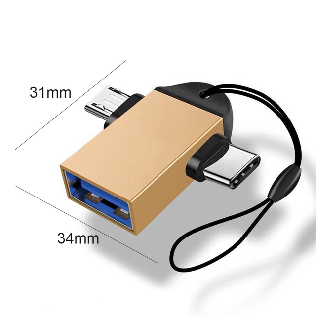 in 1 OTG Adapter USB 3.0 Female To Micro USB Male and USB C Male Connector PD Fast Charging Plug Power Adapter Connector