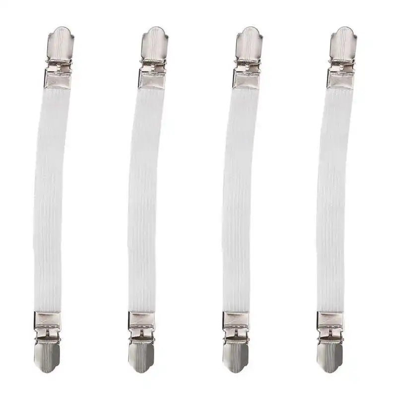 Elastic Bed Sheet Grippers - Double Head Clips for Secure Fit | Home Textile Organizer Set (4pcs)