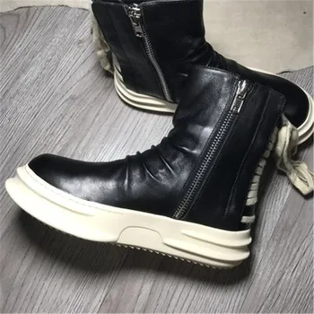melhor Bmante Botas Masculinas De Couro Genuíno Volta Rendas Até Formadores Plataforma Veludo Tornozelo Botas Para Mulher Goth Escuro Owen Marca Sneaker