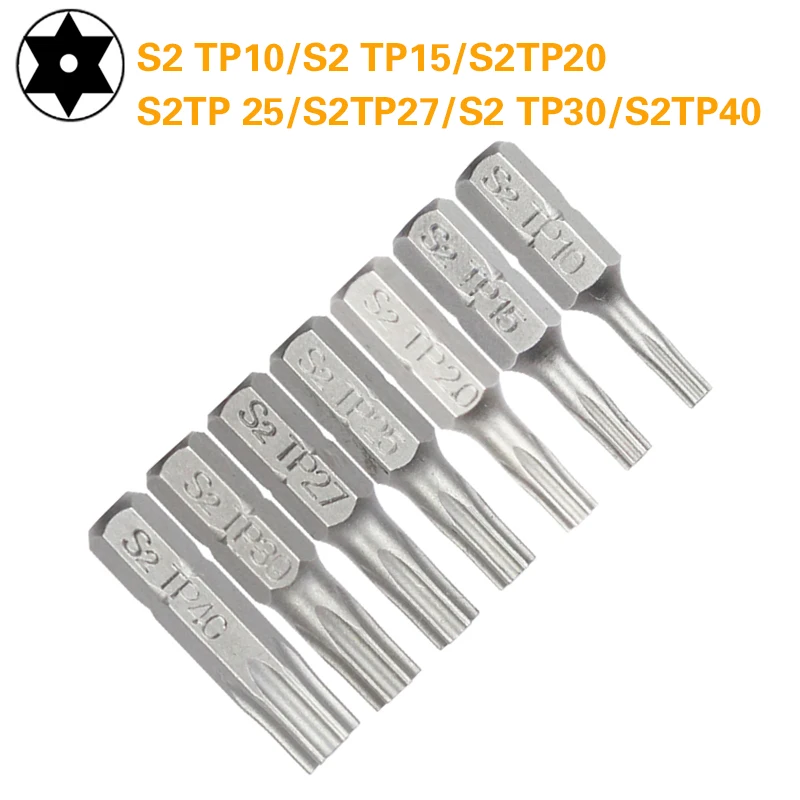 1 인치 TP10 15 20 25 30 35 보안 Torx 스크루 드라이버 비트 세트 전동..