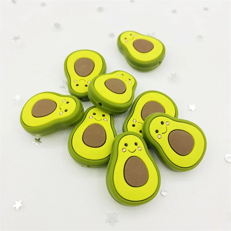 5pc Silicone Beads For Necklaces BPA Free Baby Teether Avocado Teething Beads Silicone Teether Toy For Kids