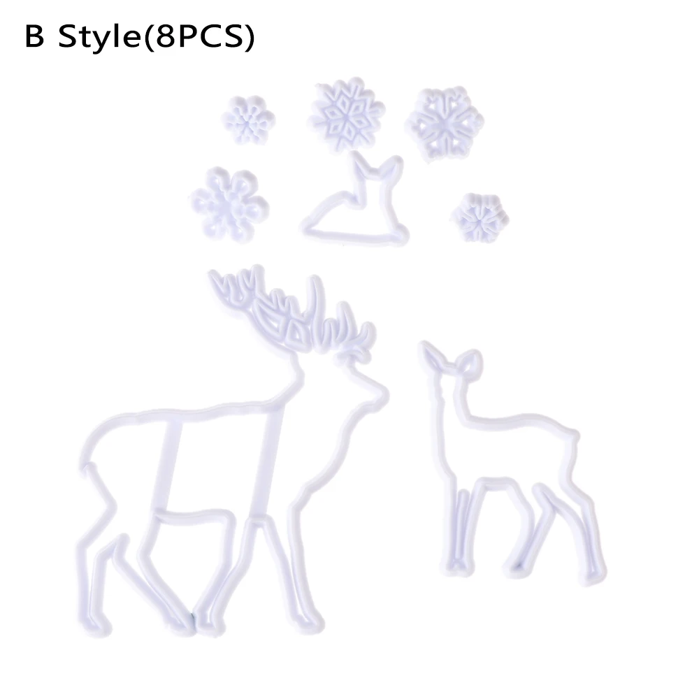 8pcs 5/8 шт., для пищевых продуктов пластиковая белая формочка для печенья Форма для выпечки рождественское печенье форма печенье торт аксессуар для украшения инструмент для помадки - Цвет: 8pcs