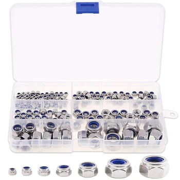 

SHGO HOT-185Pcs 304 Stainless Steel Metric Nylon Insert Lock Nut Assortment Kit - 7 Sizes: M3 M4 M5 M6 M8 M10 M12