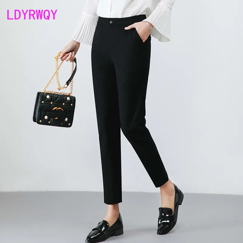 

2019 autumn and winter new women's loose stretch wild wild slim Korean version of knitted casual pants