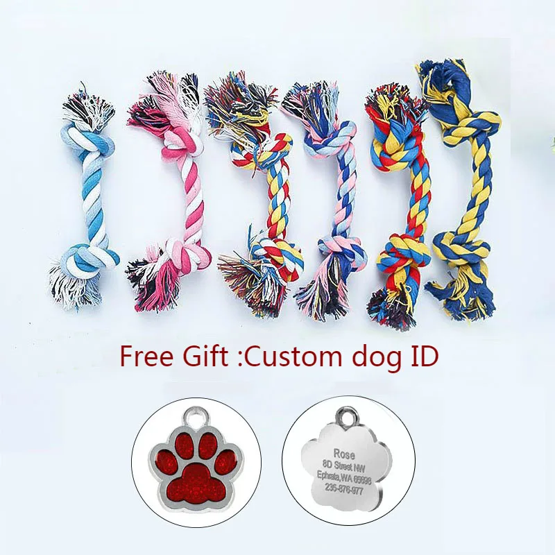 

Pet Dog Cotton Rope Toy Double Knot Braided Bone Rope Puppy Molar Tool Dogs Teeth Cleaning Chew Toys Pet Training Supplies